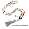 Pendant Necklaces Fashion Women 7 Chakra Necklace 8mm Amazonite Natural Stone Mala Beads Tassel Charm Yoga For Men Reiki Healing Jewelry