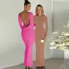 Casual Dresses Autumn Elegant Long Sleeve Party Club Slim Backless For Women Sexy O-Neck Dress Wholesale