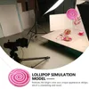 Feestdecoratie 2 Stuks Lollipop Rekwisieten Kinderen Voedsel Speelgoed Pography Nep Simulatiemodel Creatief Houtvormige Scène Ornamenten Kind Afgerond