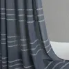 Rideaux de douche gris fil teint Jacquard rayé tissu imperméable à la main frange ferme gris rideau de douche R231101