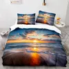 Sängkläder set Sea Wave Däcke Cover Beach Rainbow Bedding Set Seaside Comporter Cover Queen/King/Full/Twin Size Quilt Cover för Girls Boys 231101