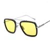 Óculos de sol de luxo quadrado homens mulheres marca designer retro liga quadro grande óculos de sol vintage gradiente masculino feminino oculos feminino