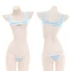 Ani Anime Studnet Girl Blue Stripe Bikini Set Swimsuit Series Summer Beach badkläder Kvinnor Underkläder Pamas Cosplay Costumes Cosplay