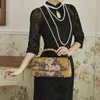 Evening Bags Fashion Retro Print Design Ethnic Style Handbag Luxury High Quality Cheongsam Chain One Shoulder Crossbody Bag