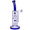 Double Matrix Perc Blue Hookah Bubbler Recycler Bongs Tube Bong Thick Base Dab Rig Smoking Water Pipes with 14mm 18mm Banger