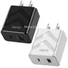 Snabb snabbladdare Dual Ports 20W PD USB-C Väggladdare Typ C QC3.0 EU US AC Home Travel Chargers för iPhone 12 13 14 Samsung HTC PC F1