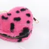 Novo design leopardo padrão amor moeda bolsa outono e inverno saco pingente de pelúcia contraste chave moeda saco