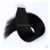 Extension de cheveux de trame de peau Nouvelle arrivée Clip de cheveux humains dans les extensions Trame de peau Bande invisible sans couture Remy 100G Couleur naturelle 18 20 22 Dh68O