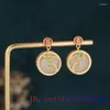 Boucles d'oreilles Pendantes Blanc Jade Bambou Charmes Femmes Cadeau 925 Argent Naturel Vintage Chinois Pierres Précieuses Charmes Accessoires Bijoux Goujons D'oreille