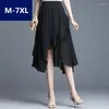 Skirts Korean High Waist Sexy Asymmetrical Skirt Fashion Evening Party Ruffles Chiffon Office Black Red White