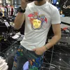 Męskie koszulki projektant W2052 Summer Nowy haft z krótkim rękawem Moda Slim Fit Casual Bottom Trend Kh9q Qxgq