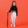 Zestawy odzieży Girl Ubrania Summer Smuth Hip Hop Ubranie Bawełniany czarny długi rękaw Tshirt Białe poliestrowe spodni 2 PCS Streetwear Suit 231031