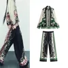 Women's Jeans TRAF Women Floral Print Pants 2023 Fashion Casual High Waist Straight Leg Trousers Female Autumn Ethnic Style Elegant 231031