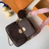 Carry a purse MULTI POCHETTE ACCESSORIES hand bag Women mens M44840 classic Genuine Leather satchel Clutch Bags Totes sling Luxury Designer Cross Body Shoulder Bags