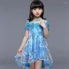 2023年夏の女の子のドレス韓国のガーゼプリンセスチルドレンdovetail