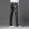 3D Luxury Digital Spray Painting Slimming Jeans Men's Stretch Fashion High-End Pants Straight