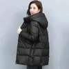 Parkas en duvet pour femmes, manteau à capuche en coton, vestes d'hiver mi-longues, élégantes, rembourrées, épaisses, vêtements d'extérieur Vintage, 2023, 231031