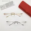 Nieuwe modeontwerp vierkante optische bril 0061 randloos metalen frame dierentempels gemakkelijk te dragen brillen voor mannen en vrouwen eenvoudige stijl heldere lenzen brillen