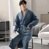 Men's Sleepwear Mens Long Bath Robe Warm Flannel Coral Fleece Kimono Bathrobe Male Dressing Gown Robes Pijamas Hombre