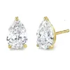 Fin 925 Sterling Silver Steel 18K Gold Plated Heart Zircon Emerald Pear Marquise Round Stud