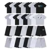 Trapstar Mens T 셔츠 바지 2 조각 세트 디자이너 레인보우 타월 자수 디코딩 Tshirts 남자 검은 흰색 라운드 목 티셔츠