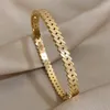 Bangle DODOHAO Personality Waterproof Stainless Steel Geometric Metal Bracelets Bangles 18K Gold Plated 2023 Trend Jewelry Gift