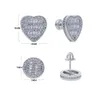 Stud Iced Out Bling Micro Pave CZ 5A Cubic Zircoina Round Heart Shaped Screw Back Earring For Women Men Hip Hop Jewelry 231101