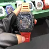 Richrds Milers Horloge Zf Factory Top Clone Mechanisch uurwerk Tourbillon Skull Black Diamond uitgeholde man mechanische grote wijzerplaat vat getijdentabel