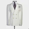 SHAWL Lapel Business Tuxedos Mens Pants Pakken Dubbele brested bruidegom Wedding Prom Party Blazer overjas met broek