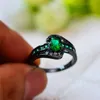 Обручальные кольца винтажные мужские женские зеленые камень кольцо роскошное черное золото для мужчин Женщины