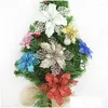 Decorative Flowers Wreaths Decorative Flowers 5Pcs 9/11/16Cm Glitter Artificial Flower Christmas Poinsettia Fake For Home Decoration Dhhpj