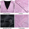 Men's Vests Hi-Tie Suit Pink 100% Silk For Wedding Peach High Quality Coral Waistcoat for Men Pocket Hanky Cufflinks Set 230331