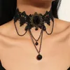 Choker Paris Vintage Lace Clavicle Chain Gothic Antique Women's Personalized Accessories Pendant Necklace