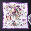 Halsdukar kvinnor blommor tryckt handtag väska multifunktion huvud wrap femme foulard soie fyrkant satin näsduk bandana siden halsduk 90