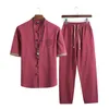 Roupas étnicas verão estilo chinês linho tang traje de homem tradicional shorts tai chi uniforme retro-deco