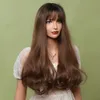 Synthetic Wigs Easihair Burgundy Red Long Synthetic Wigs Black to Dark Ombre for Women Natural Bangs Wine Cosplay 230227