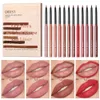 Ołówki do ust 12PCS LIG LINER Zestaw Mat Mat Nude Contour Lipliner Pencil Lipstick Pen Wodoodporny długotrwały Lip Cosmetics 231031