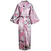 Vêtements ethniques Sexy mariée demoiselle d'honneur mariage Dressing femme japonais Kimono robe paon imprimé Satin soie Yukata bain Robe chemise de nuit 230331