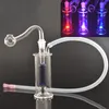 Narguilés verre brûleur à mazout Bong brillent dans le noir lumière LED Dab Rigs conduite d'eau pour fumer avec 10mm mâle verre brûleur à mazout tuyau et tuyau accessoires pour fumer