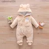 Jumpsuits Winter Baby Clothes Baby Girls Baby Boys Unisex Solid Fleece Rabbit Hooded Footed / Footie Long-sleeve Baby JumpsuitL231101
