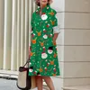 Lässige Kleider Elegantes Weihnachtshemdkleid Damen Herbst und Winter 2023 Mcdv Knopf Langarm Knie V-Ausschnitt Robe