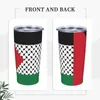Gobelets drapeau de la Palestine gobelet isolé sous vide palestinien Hatta Kufiya Keffiyeh tasses à café flacon bureau maison tasse anti-déversement