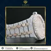 Premiumkvalitet antik helt isad vakt VVS Clarity Moissanite Studded Diamond Watch Luxury rostfritt stålklocka för män