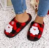 Slippers Dames Fluffy House Winter Mooie Cartoon Kerst Indoor Slides Schoenen Gezellige koppels Pluche katoen