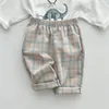 ズボン夏の赤ちゃん因果格子縞のズボンコットン幼児スポーツパンツボーイガールキッズベビー服のための幼児ズボン231031