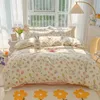 Bedding sets Cartoon Foral Print Polyester Set Full Size Soft Thicken Duvet Cover with Flat Sheet Quilt and Pillowcase 231101