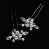 Nya Pearl Flower Hair Pins Forks Clips For Women Crystal Hairpins Bridal Wedding Bride Headpiece Brudtärna Hårtillbehör