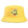 Berets Avocado Print Fisherman Cap Panama Street Side Seaside Beach Tourism Bucket Hat Driver's Simple Style