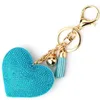 Porte-clés avec pompon en forme de cœur en cristal coloré, accessoires de mode, breloques, décoration, cadeau de fête