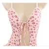 Ani Bunny Girl Pink Leopard ett stycke Swimstuit Unifrom Women Maid Hollow Bodysuit Pamas Outfits Costumes Cosplay